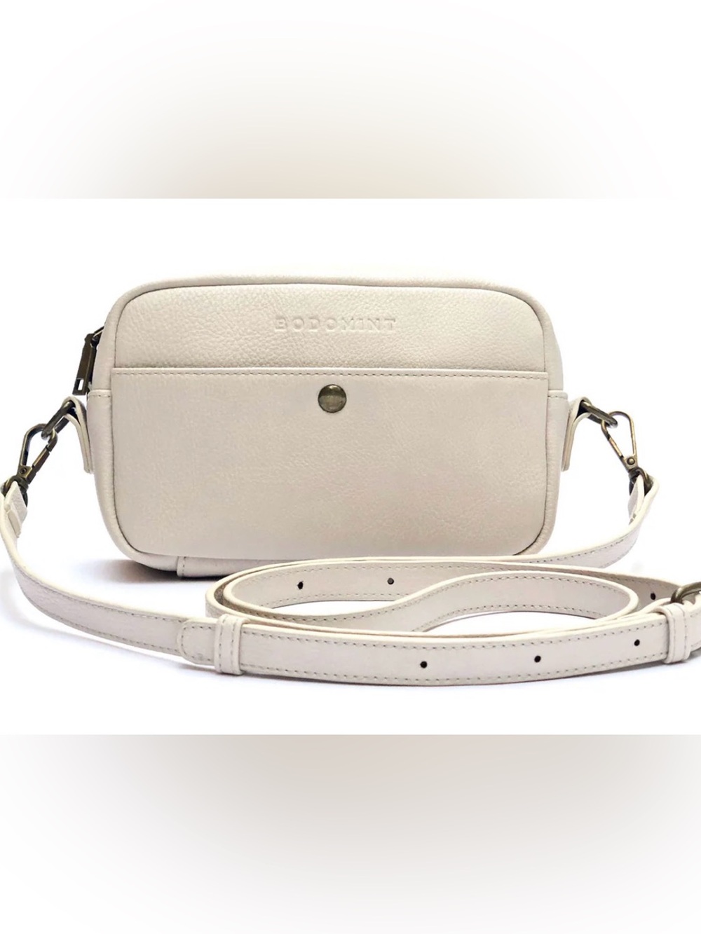 Bodomint Bowie Bag Ivory Vegan Leather Convertible Fanny Crossbody Bag NWT
